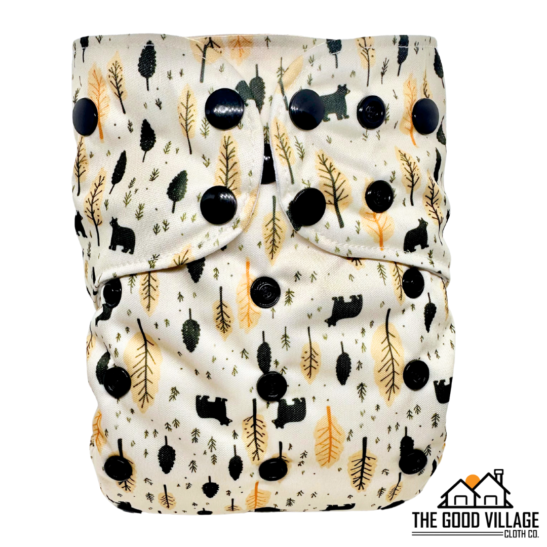 One Size Pocket Diaper | Black Bears by The Good Village Cloth Co.