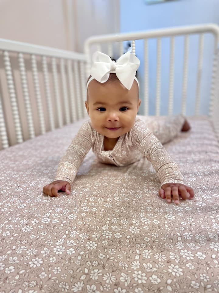 Dainty Ditsy Bamboo Crib Sheet by Little Joy Co., product view 20