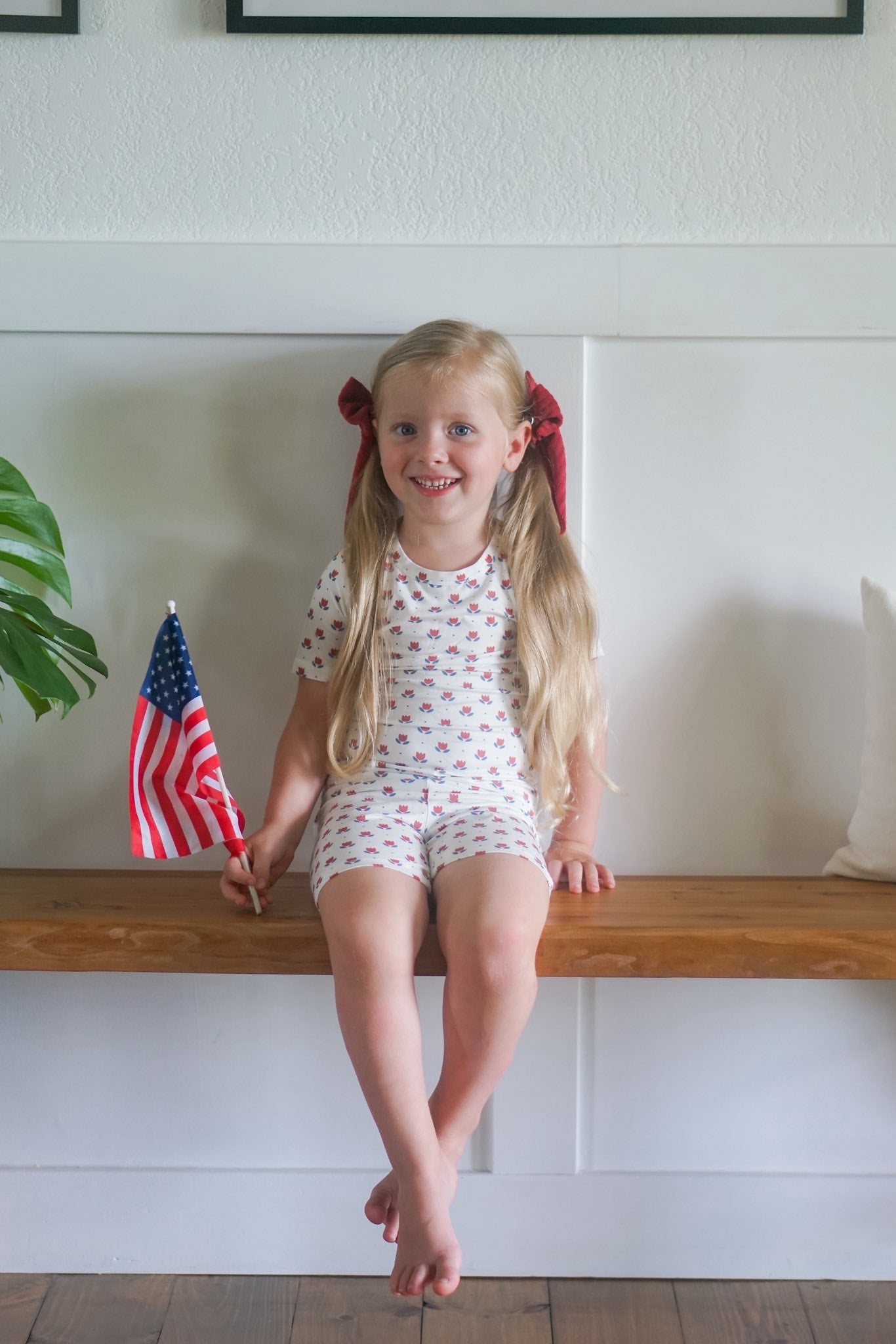 Red White & Blue Tulip 2pc Bamboo Pajamas by Little Joy Co., product view 4