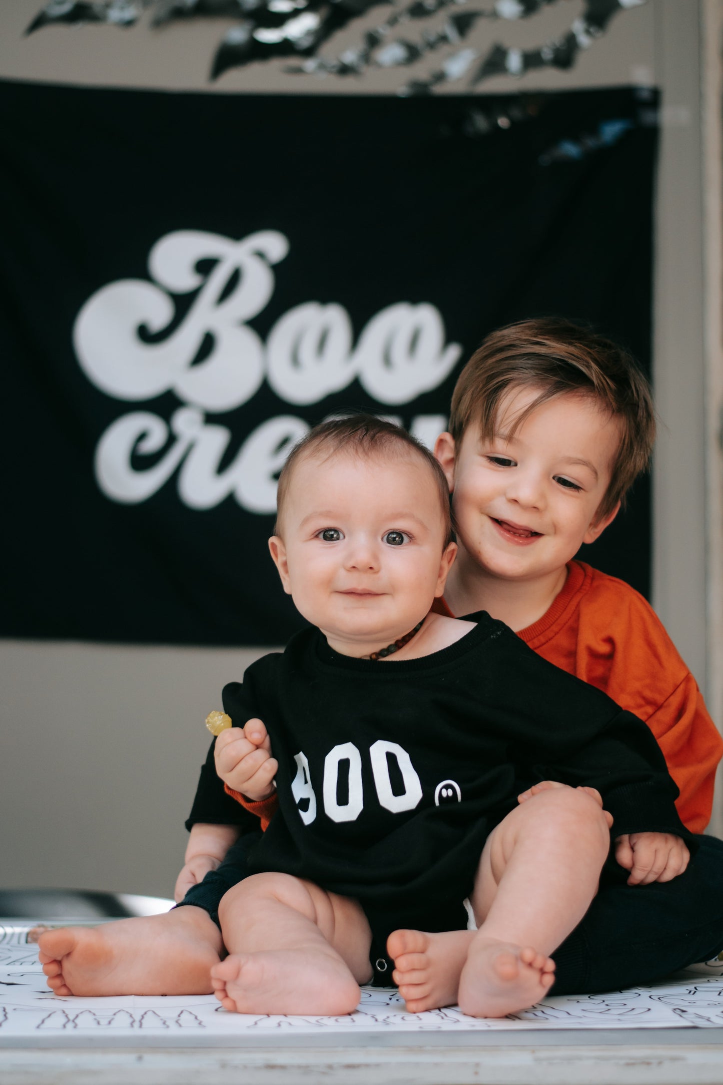 BOO Ghost Sweatshirt Romper by Little Joy Co., product view 3