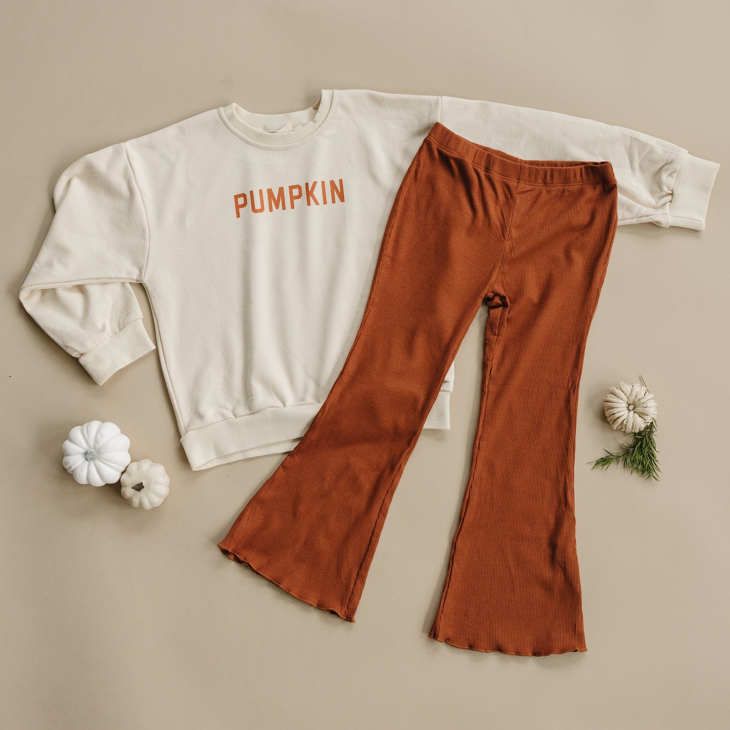 Cream ‘Pumpkin’ Crewneck Sweatshirt by Little Joy Co., product view 5