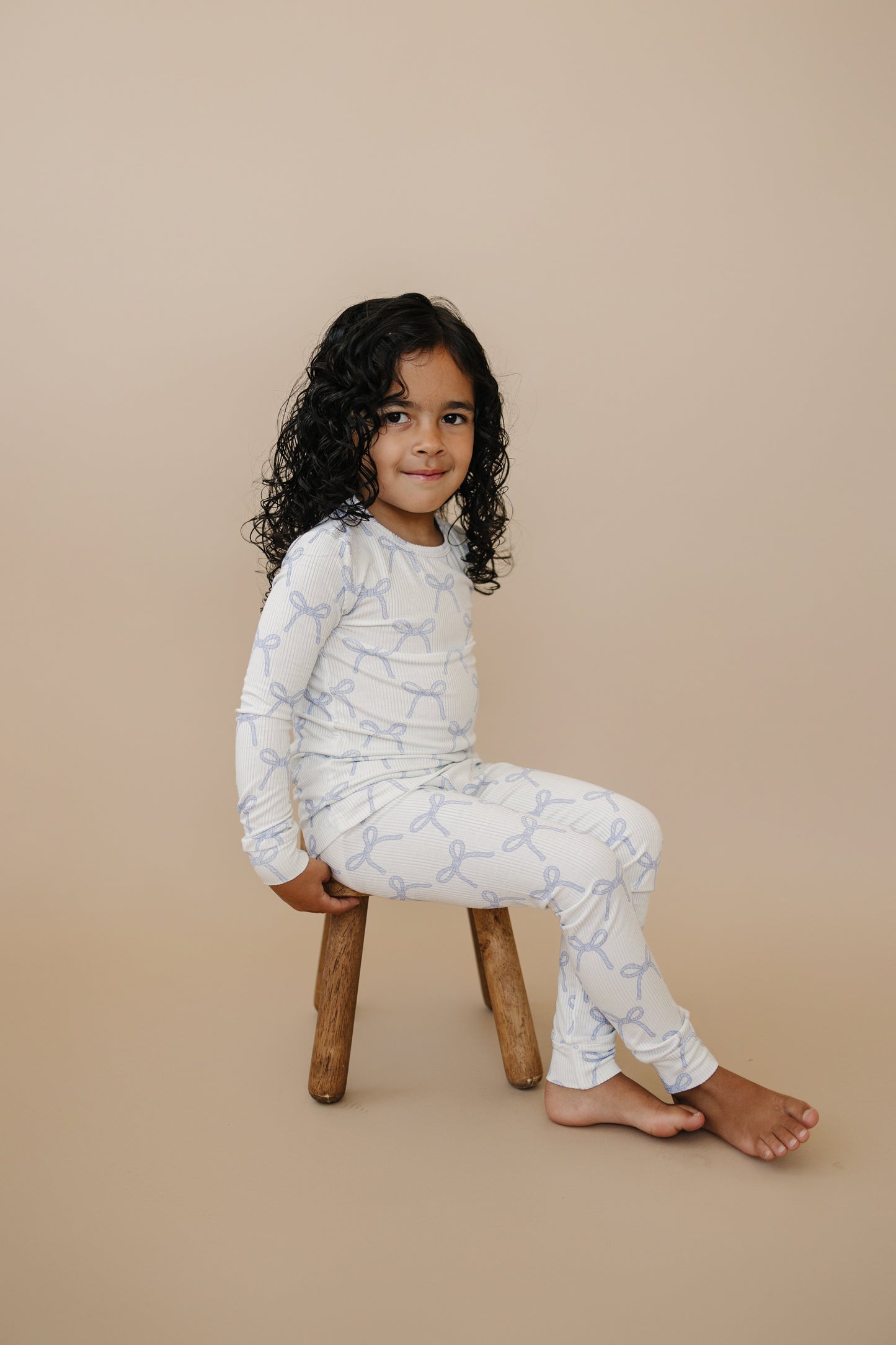 Blue Belle 2pc Ribbed Bamboo Pajamas by Little Joy Co., product view 23