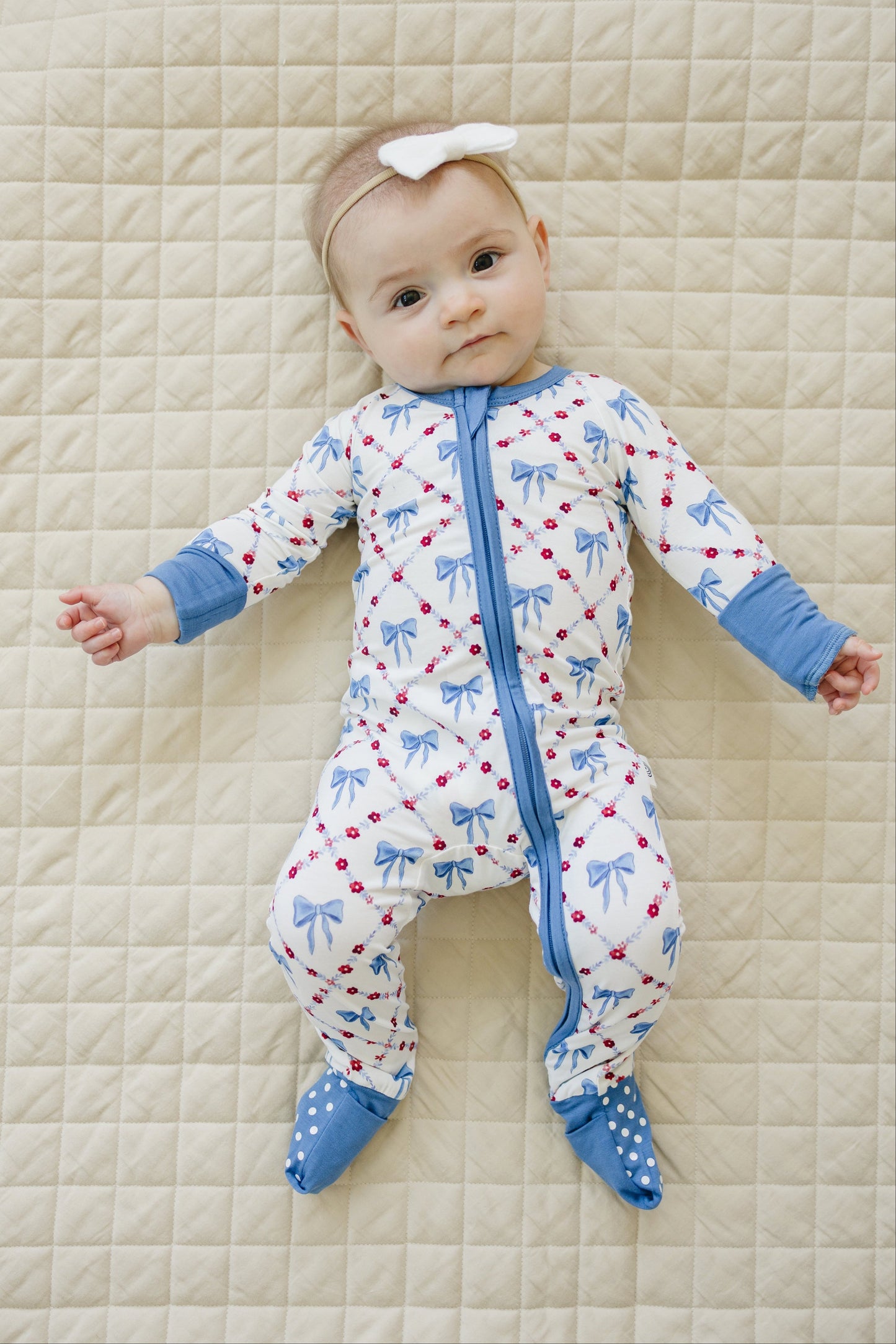 Red White & Bows Bamboo Zippy Pajamas by Little Joy Co., product view 11