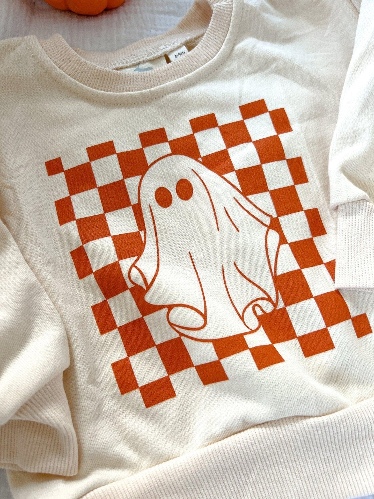 Checkered Ghost Crewneck Sweatshirt by Little Joy Co., product view 4