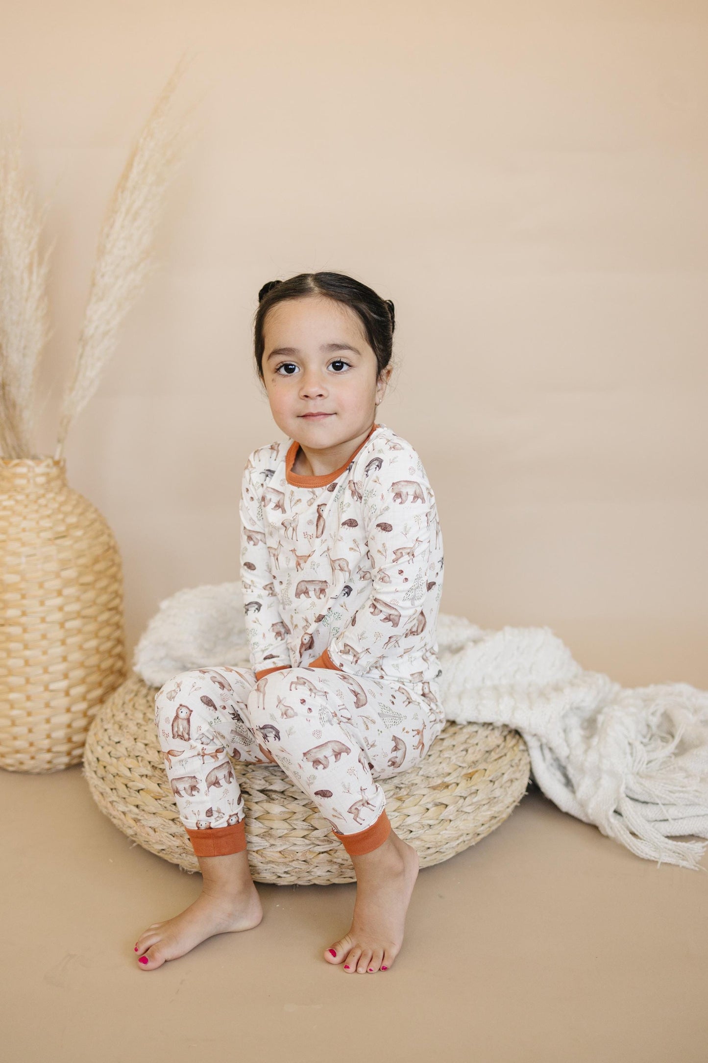 Forest Friends 2pc Bamboo Pajamas - Fall Woodland PJ Set for Toddlers and Kids by Little Joy Co., product view 6