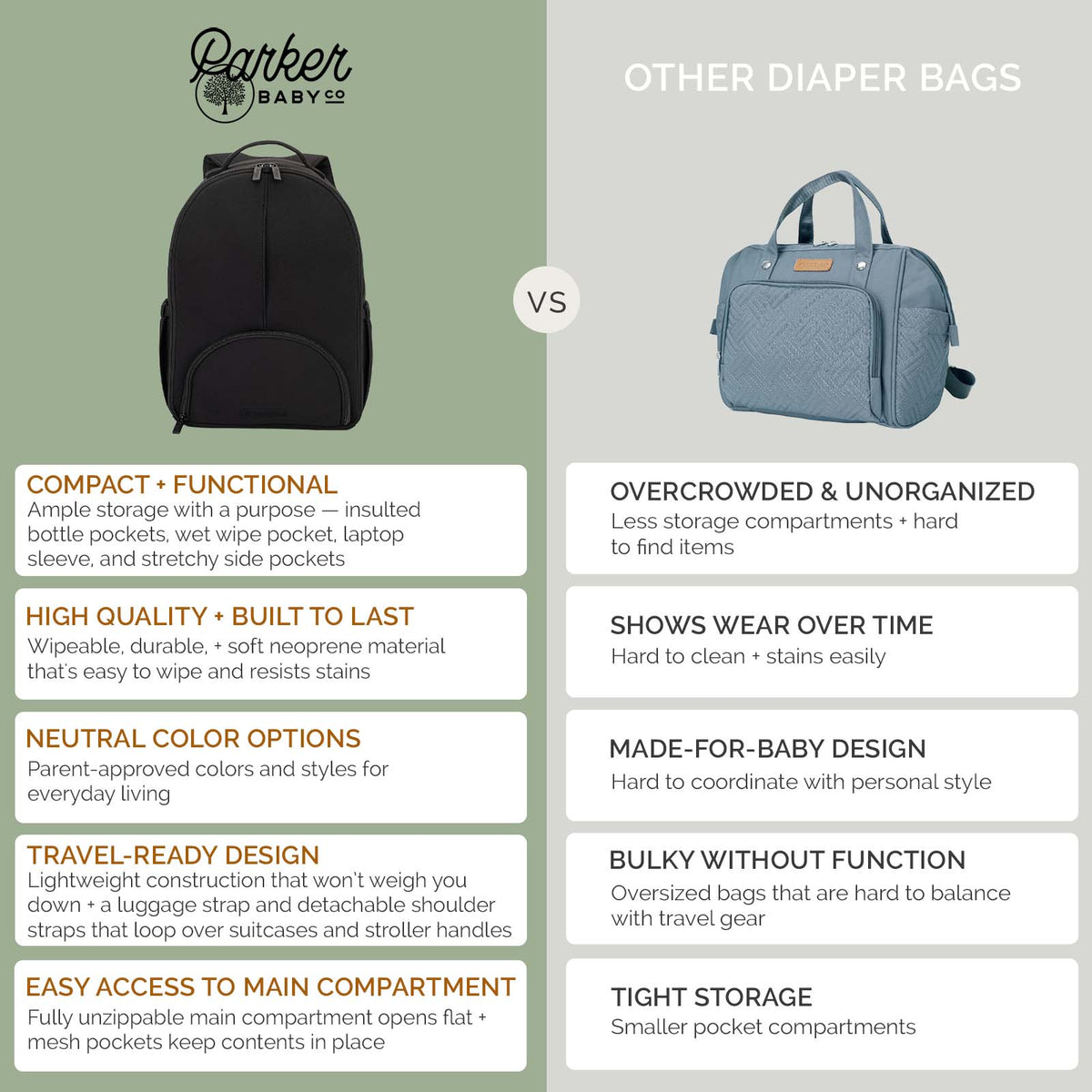 Parker Baby Co. Drift Lite Neoprene Diaper Backpack