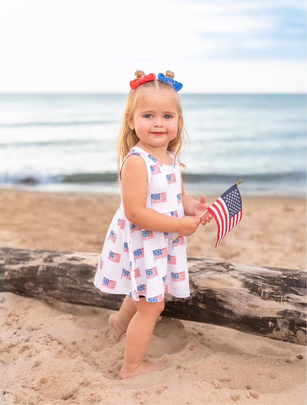 Flag Print Bamboo Peplum Top & Bike Shorts by Little Joy Co., product view 15