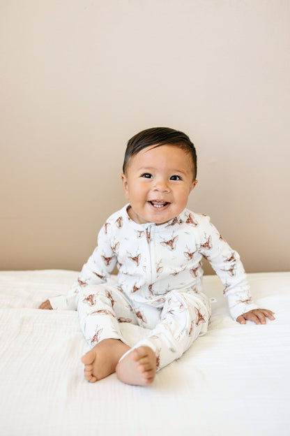 Reindeer Games Ribbed Bamboo Zippy Pajamas *NB to 3/6m left by Little Joy Co., product view 5