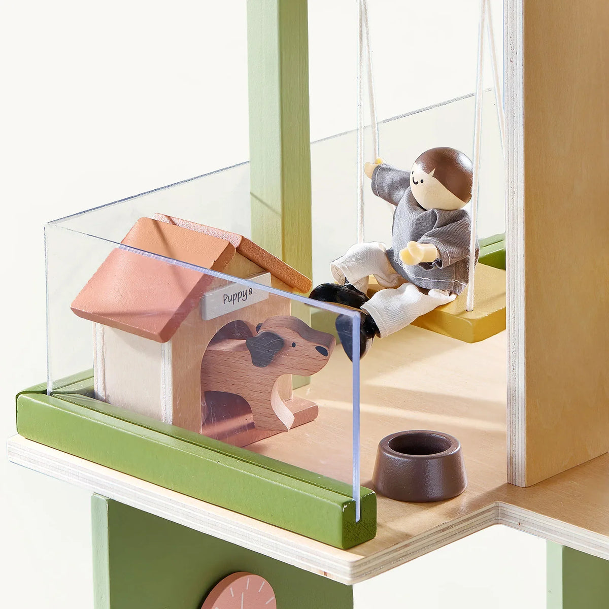 Tiny Land Sweetwood Edge Wooden Dollhouse – Green or Pink