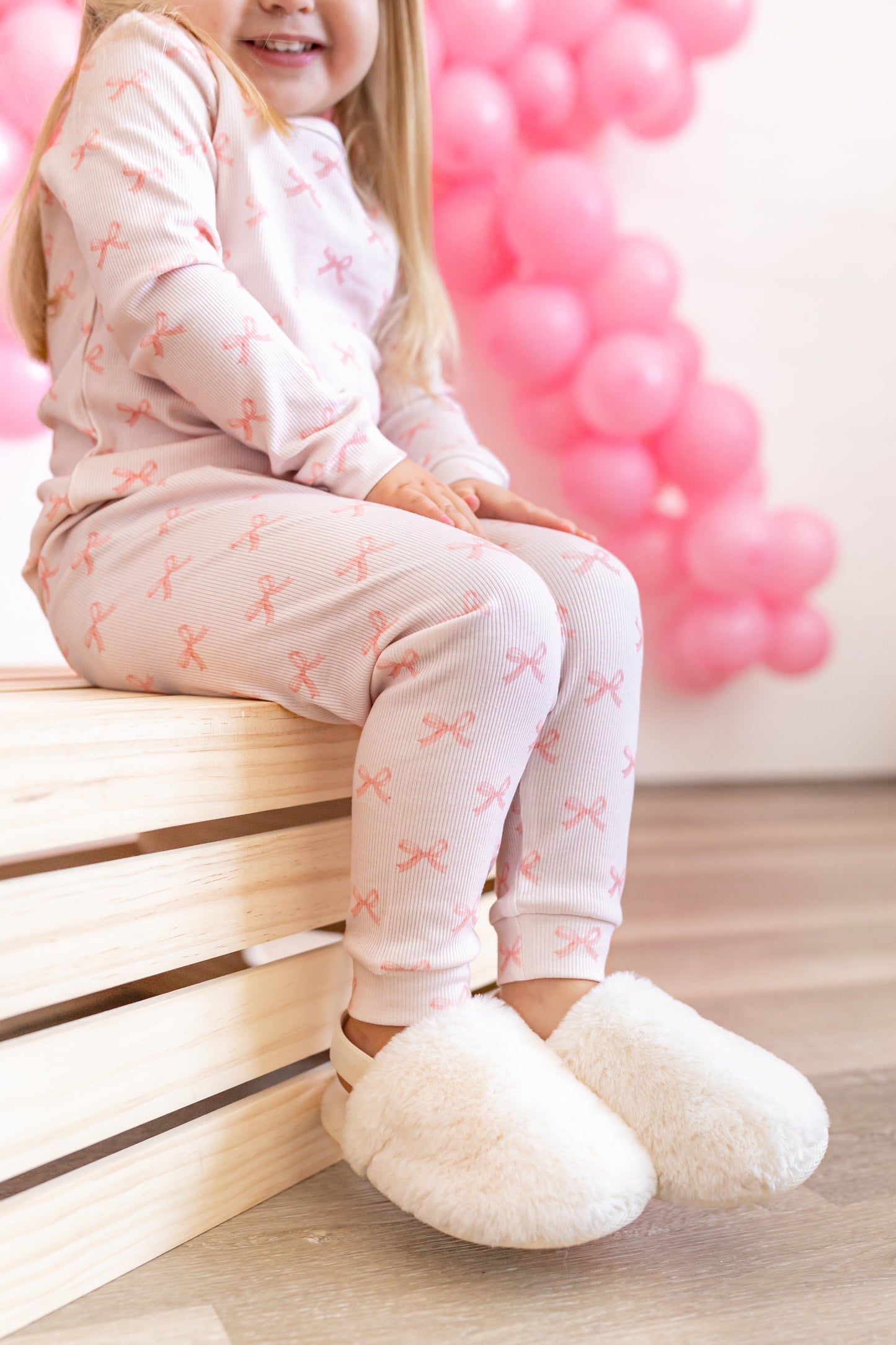 Blushing Bows 2pc Bamboo Pajamas by Little Joy Co., product view 2