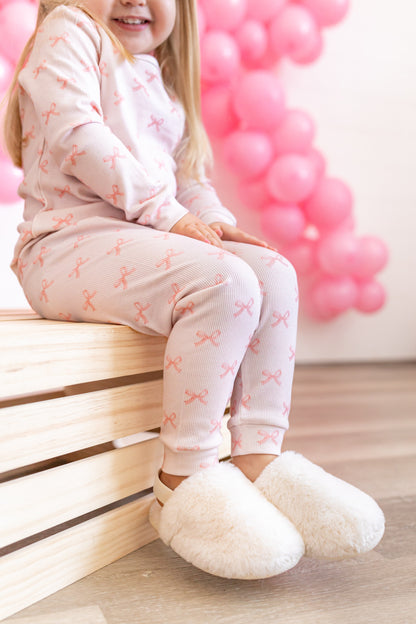 Blushing Bows 2pc Bamboo Pajamas by Little Joy Co., product view 2