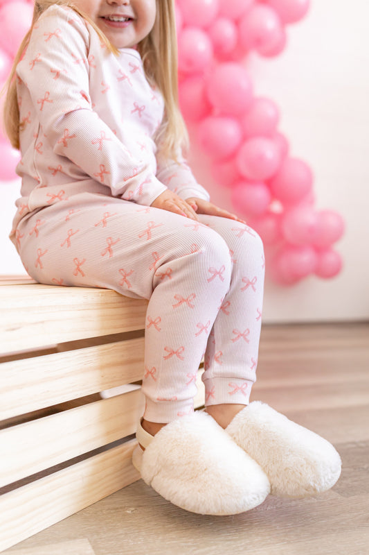 Blushing Bows 2pc Bamboo Pajamas by Little Joy Co., product view 2