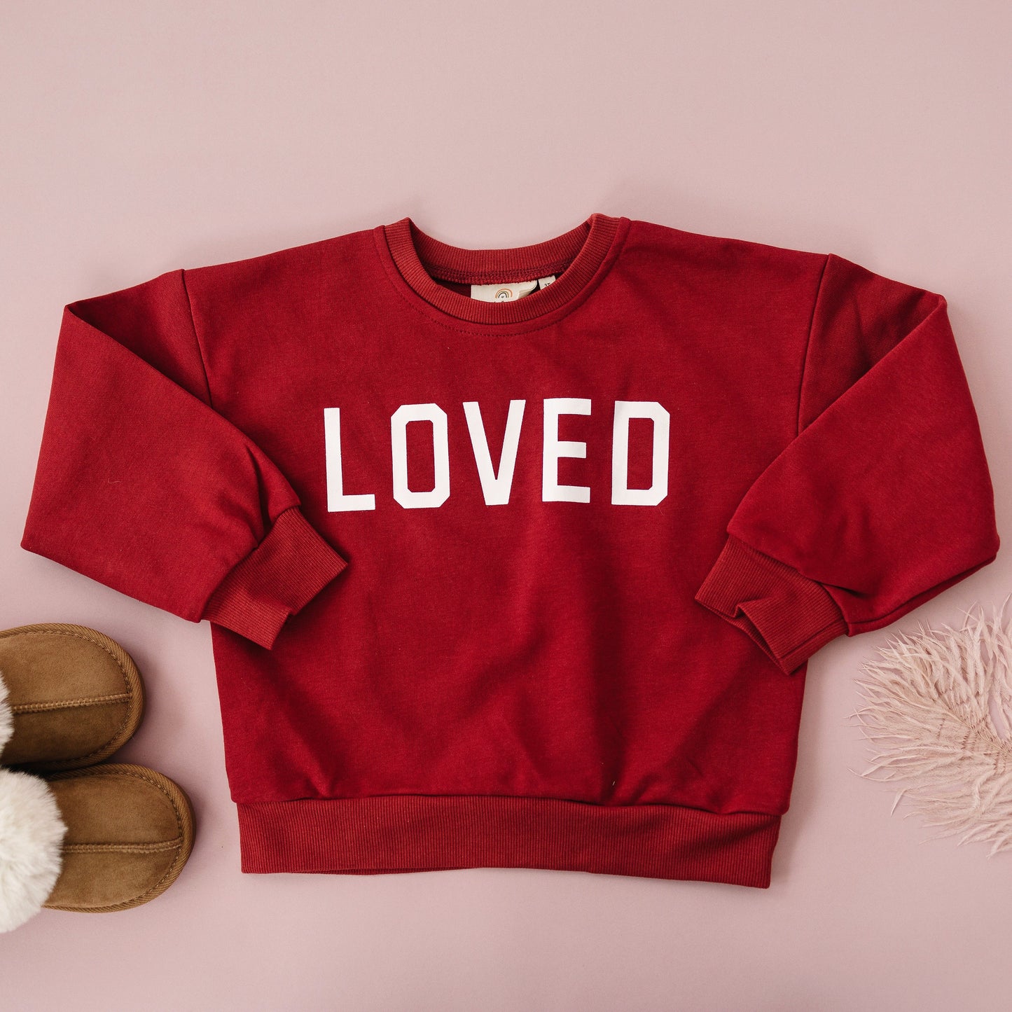 Loved Crewneck Sweatshirt - Red or Pink by Little Joy Co., product view 4