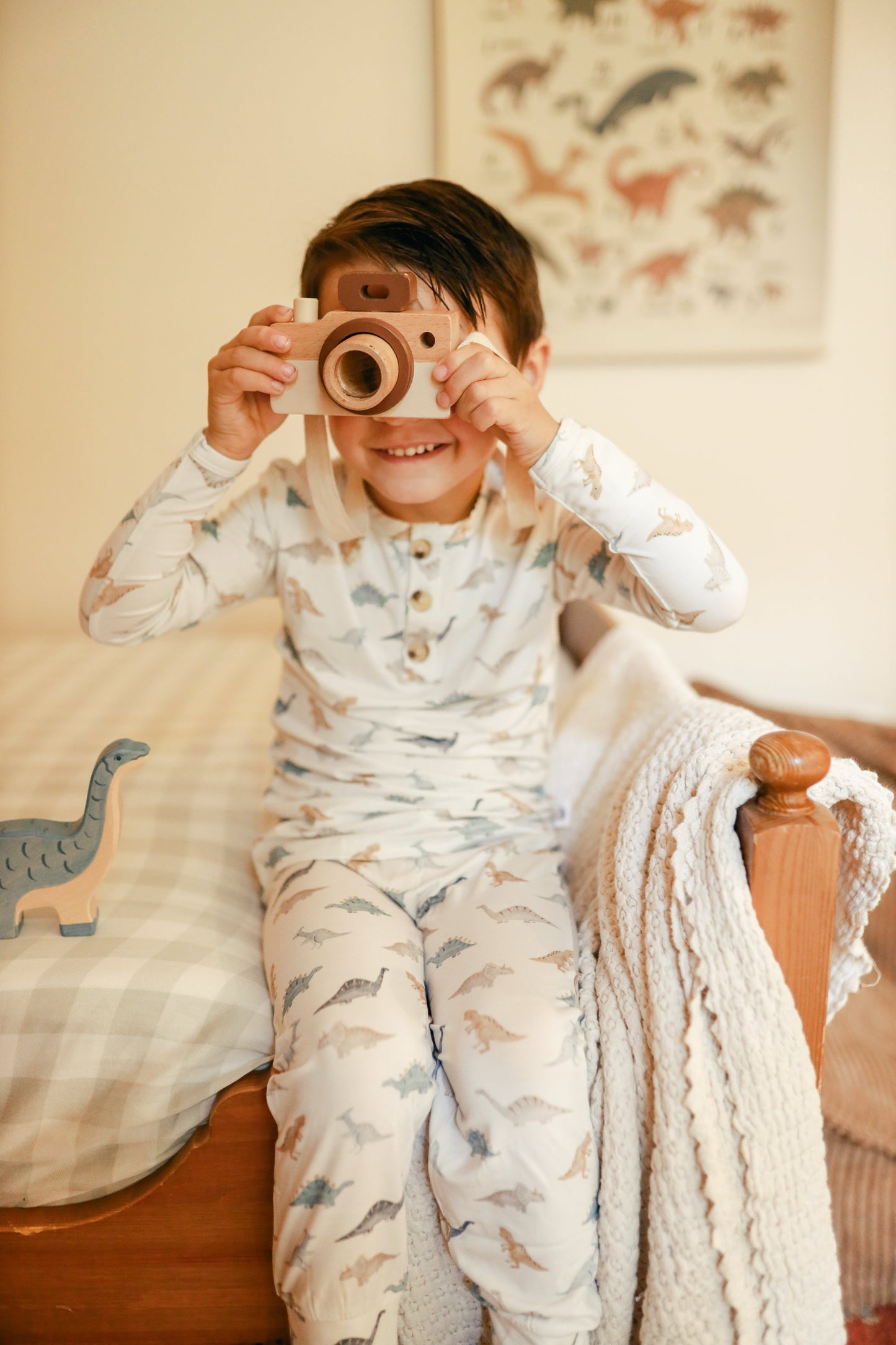 Snugglesaurus 2pc Henley Bamboo Pajamas - Sizes Newborn & Up! by Little Joy Co.