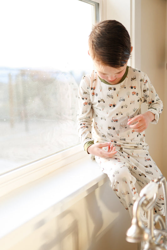Tiny Tractors 2pc Bamboo Pajamas by Little Joy Co.