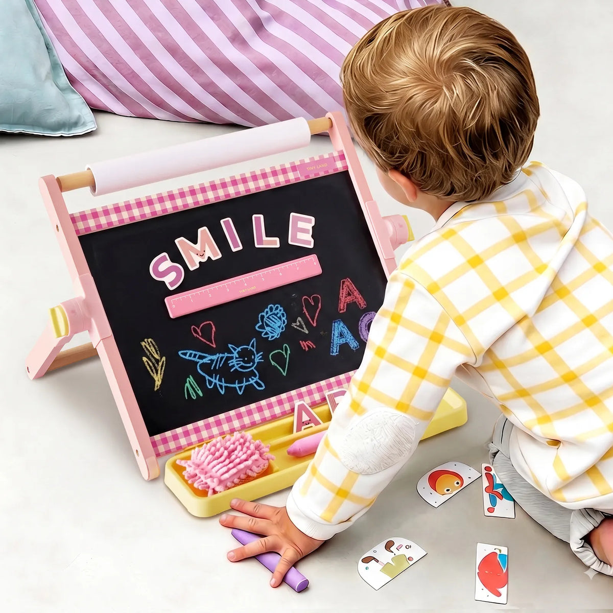 Tiny Land 3-in-1 Magnetic Tabletop Easel for Kids, Ages 3+