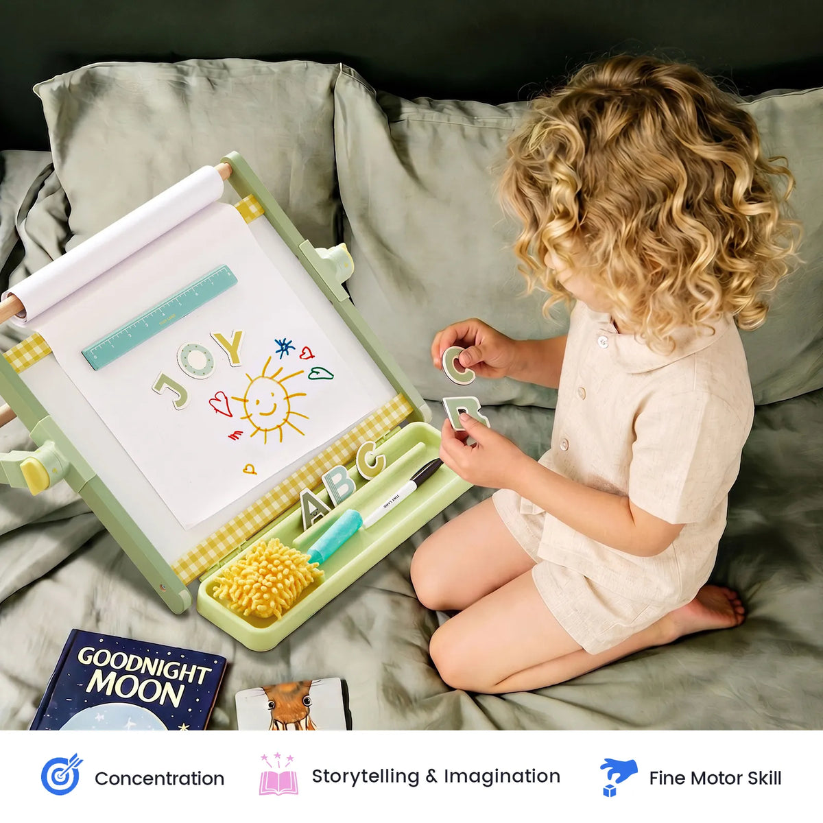 Tiny Land 3-in-1 Magnetic Tabletop Easel for Kids, Ages 3+