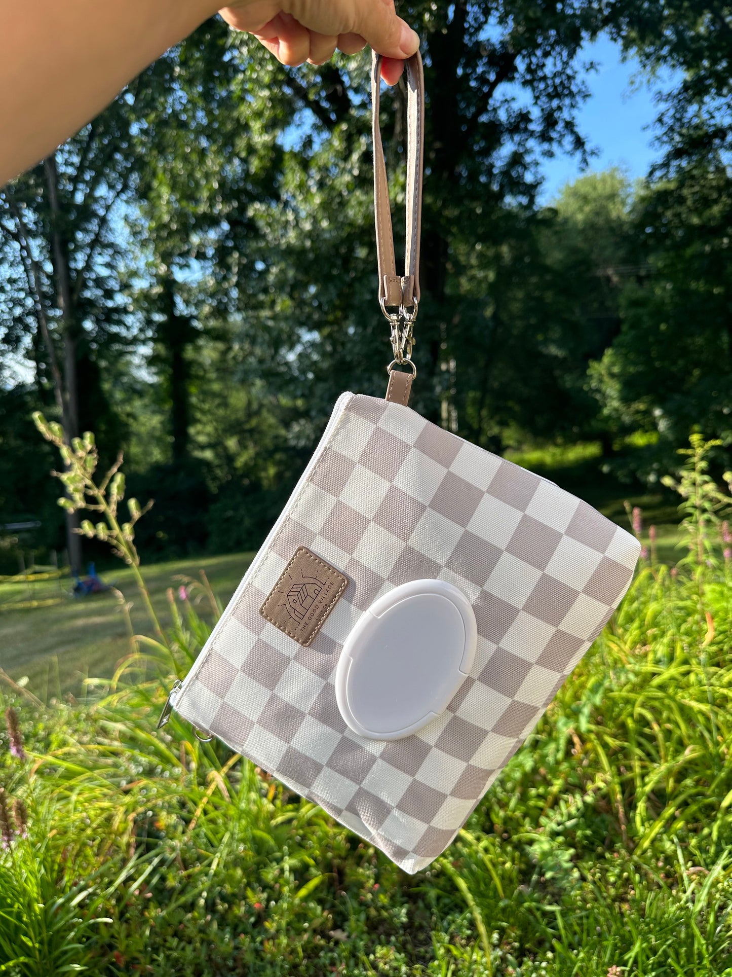 Wipes Clutch | Tan Check by The Good Village Cloth Co., product view 2