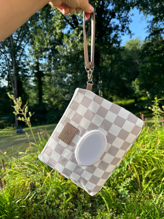 Wipes Clutch | Tan Check by The Good Village Cloth Co., product view 2