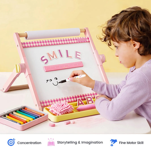 Tiny Land 3-in-1 Magnetic Tabletop Easel for Kids, Ages 3+