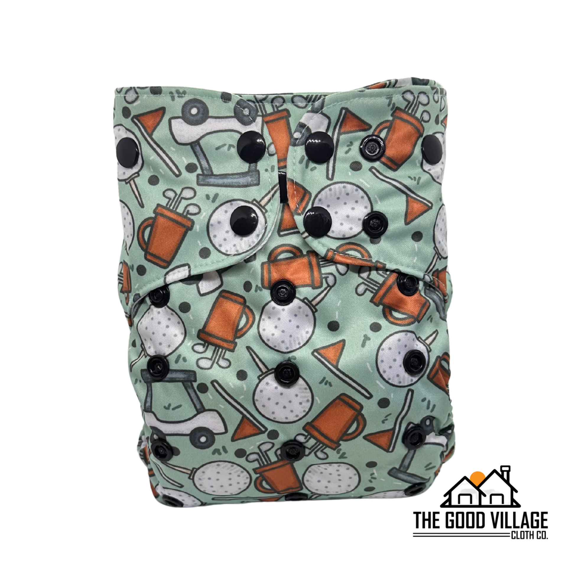 One Size Pocket Diaper - Tee Time by The Good Village Cloth Co.