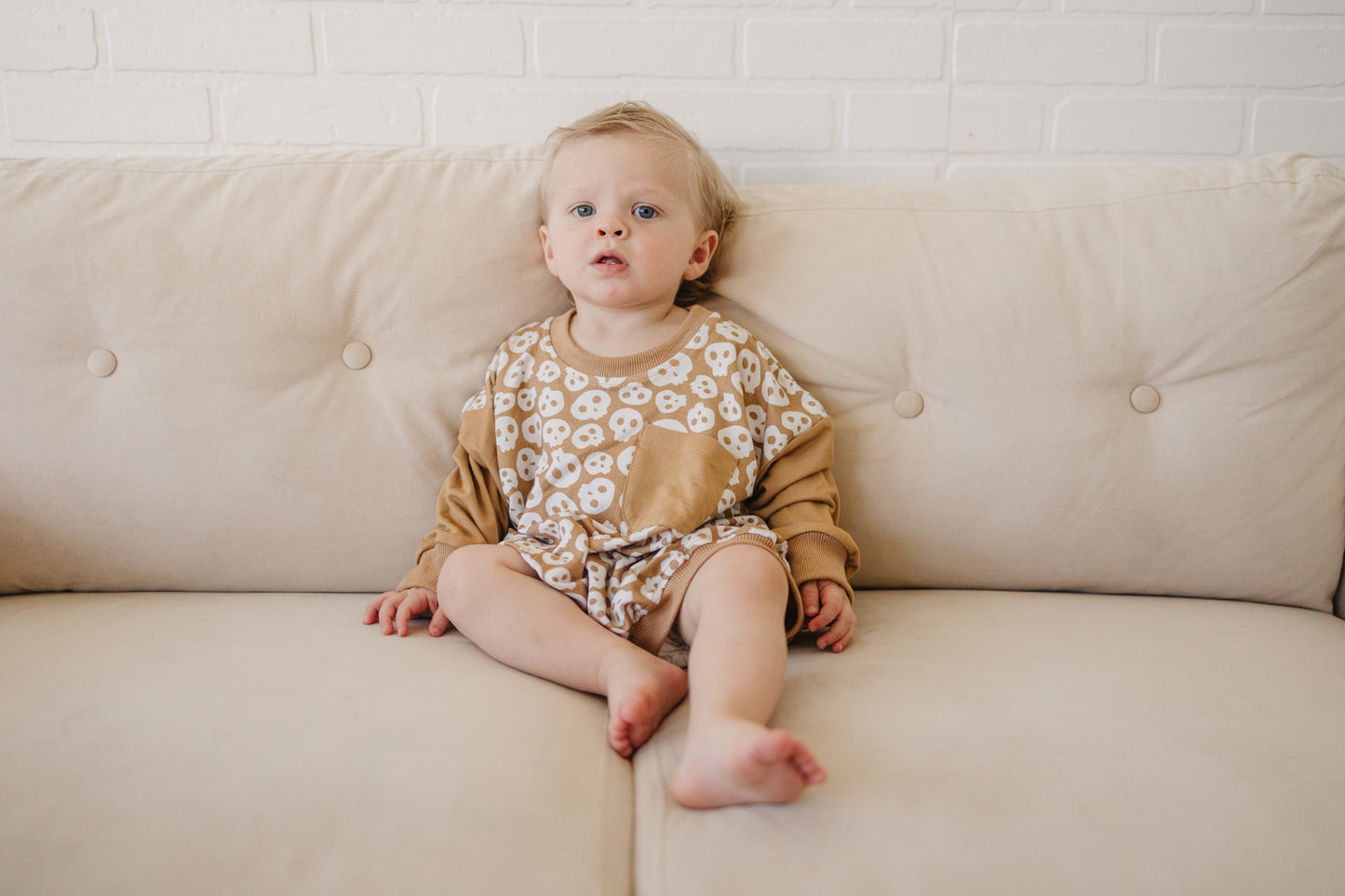 Skulls Bamboo Bubble Romper by Little Joy Co., product view 3