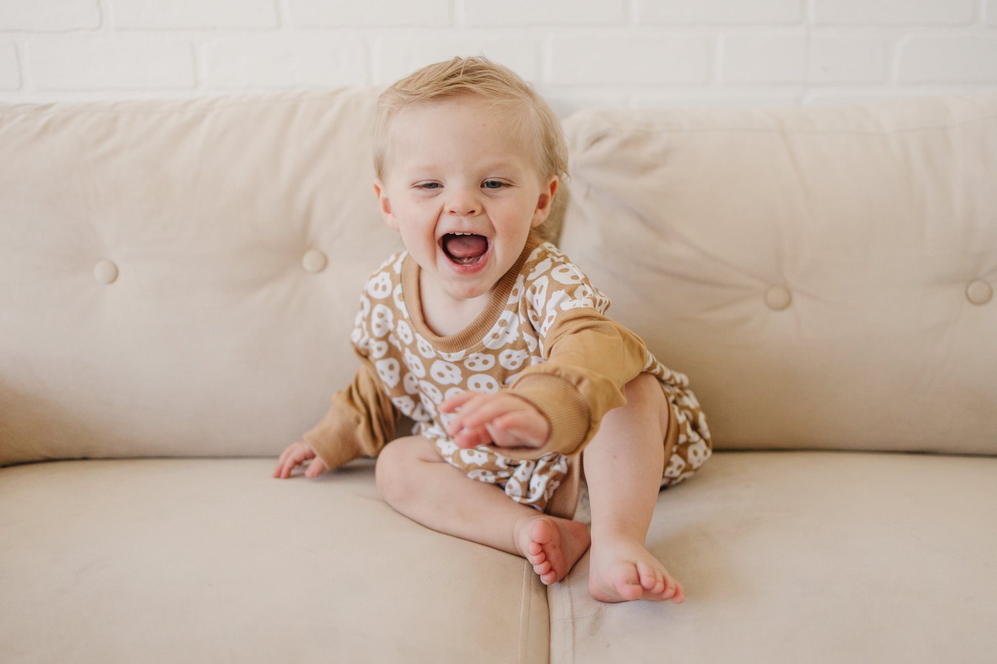 Skulls Bamboo Bubble Romper by Little Joy Co., product view 4