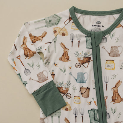 Cottontail Garden Bamboo Zippy Romper by Little Joy Co., product view 2