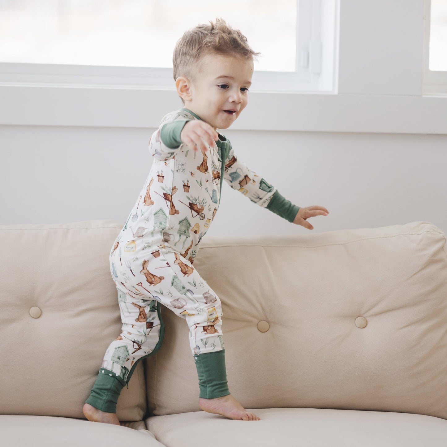 Cottontail Garden Bamboo Zippy Romper by Little Joy Co., product view 5