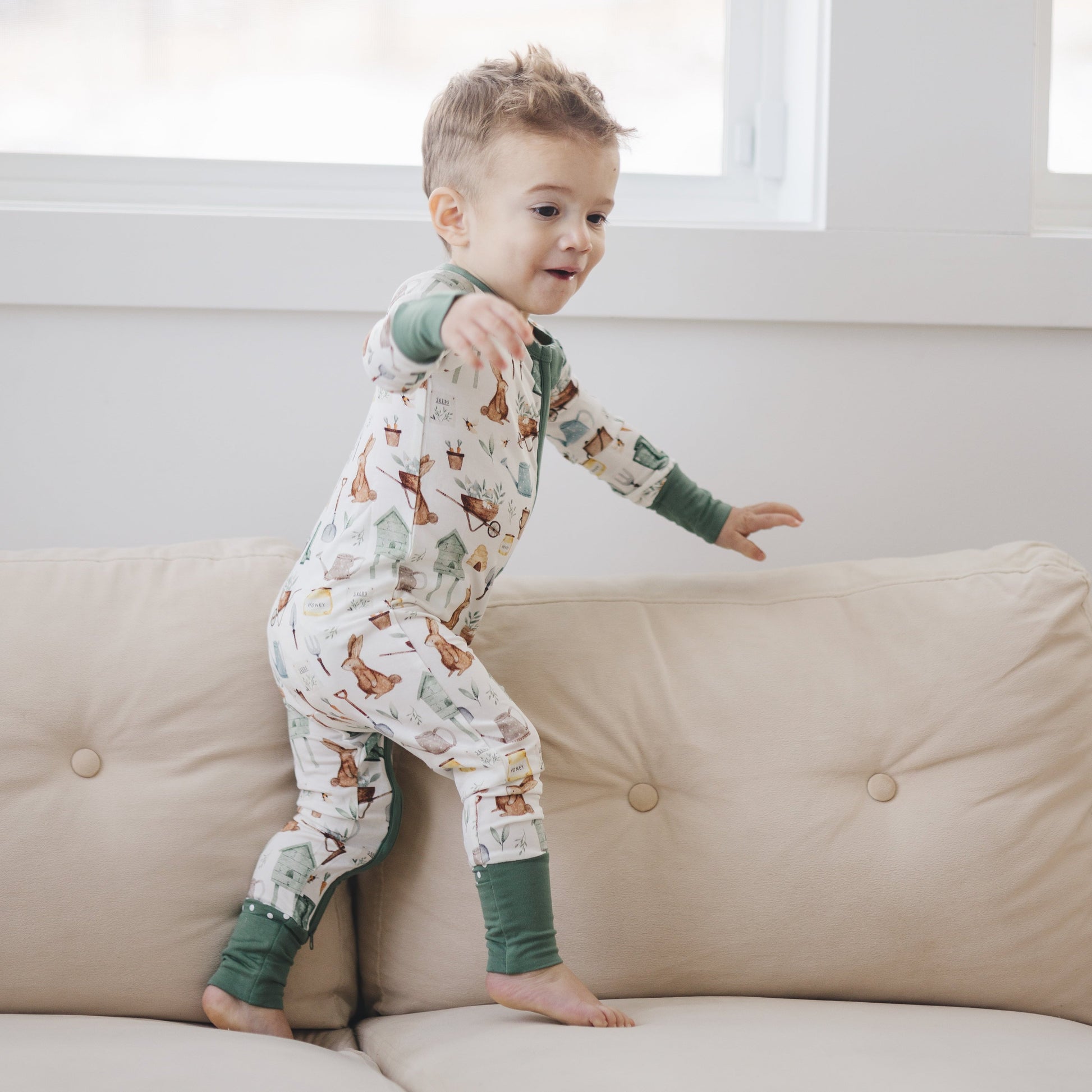 Cottontail Garden Bamboo Zippy Romper by Little Joy Co., product view 5