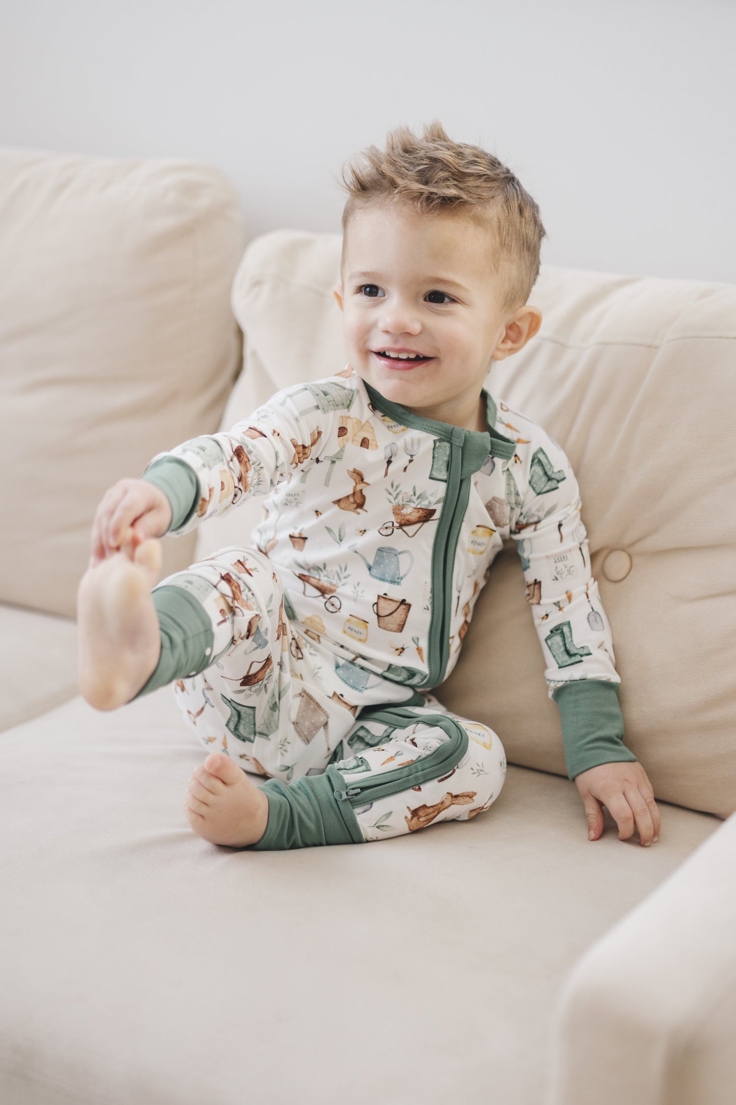 Cottontail Garden Bamboo Zippy Romper by Little Joy Co., product view 8