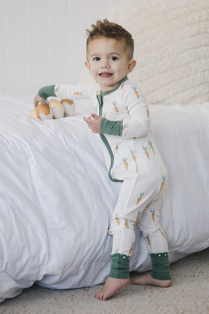 Keep Calm and Carrot On Bamboo Zippy Romper by Little Joy Co., product view 2