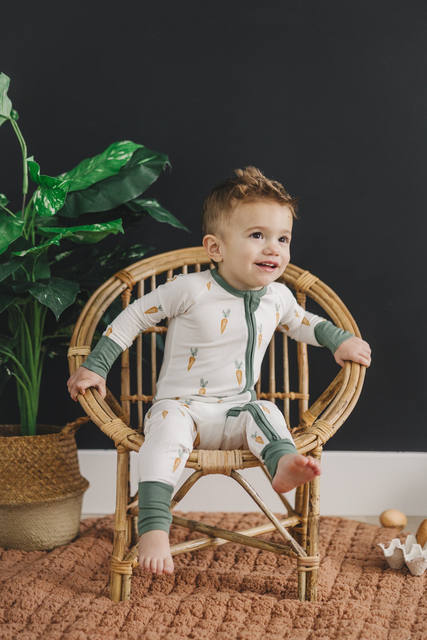 Keep Calm and Carrot On Bamboo Zippy Romper by Little Joy Co., product view 5
