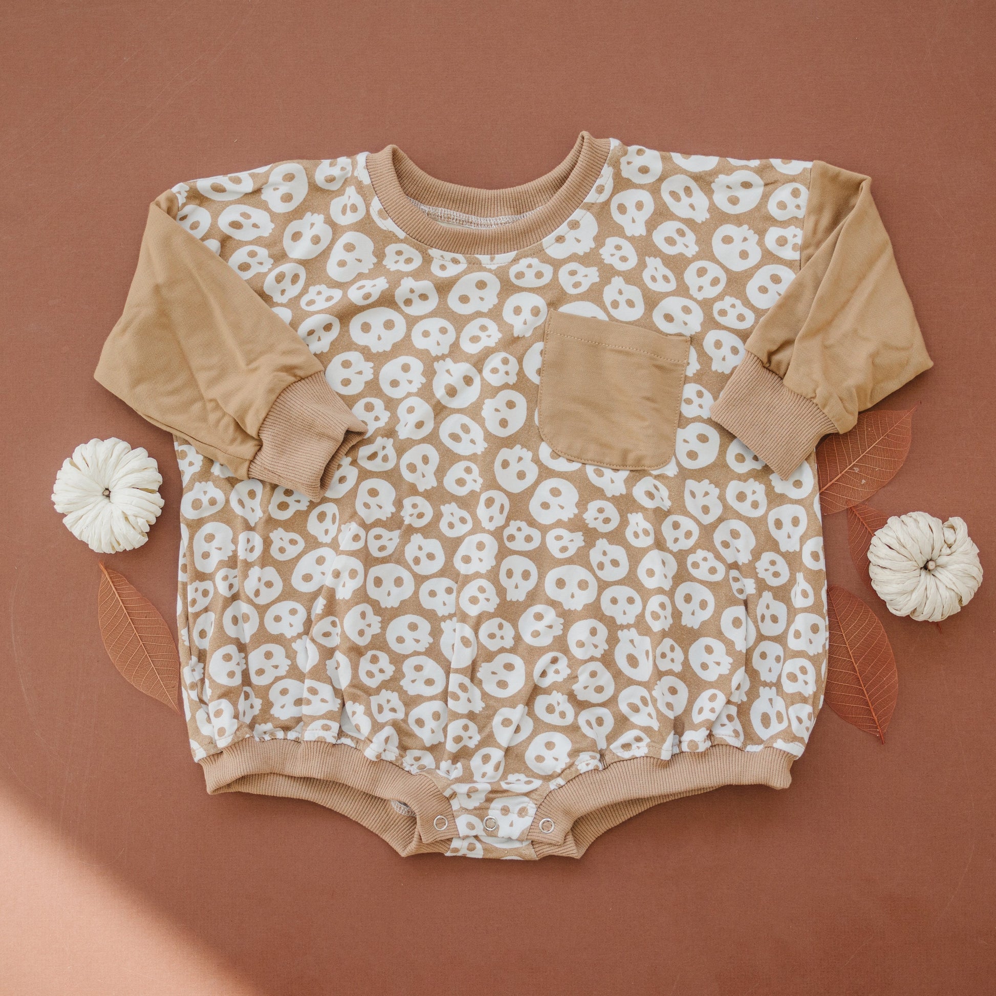 Skulls Bamboo Bubble Romper by Little Joy Co., product view 2