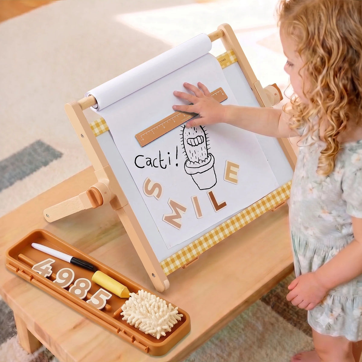 Tiny Land 3-in-1 Magnetic Tabletop Easel for Kids, Ages 3+