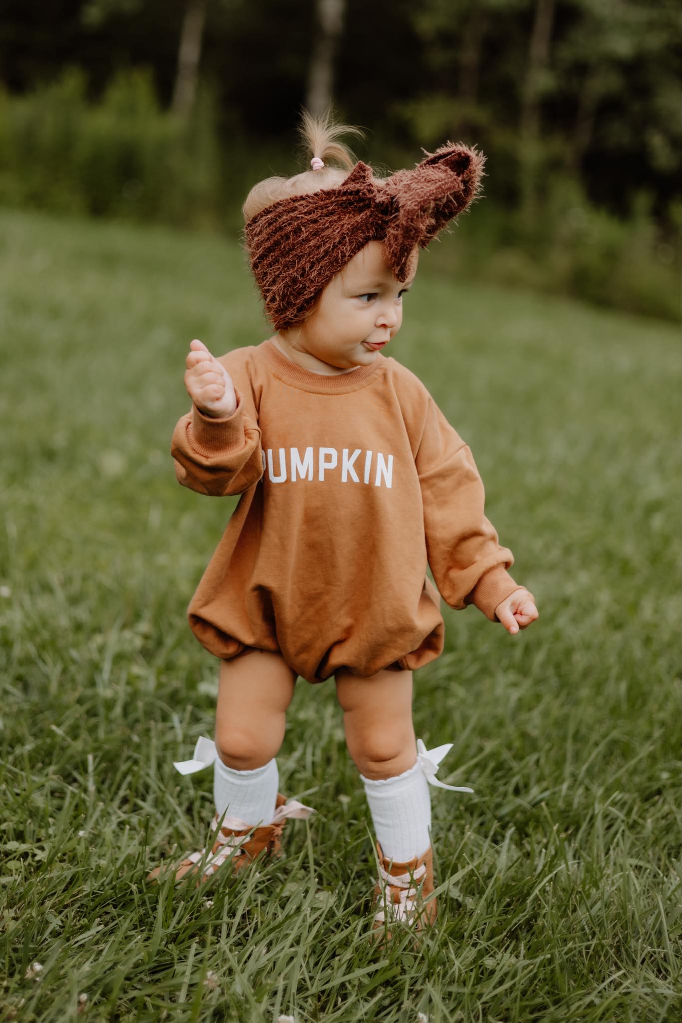 Pumpkin Sweatshirt or Sweatshirt Romper - Cream or Orange by Little Joy Co., product view 7