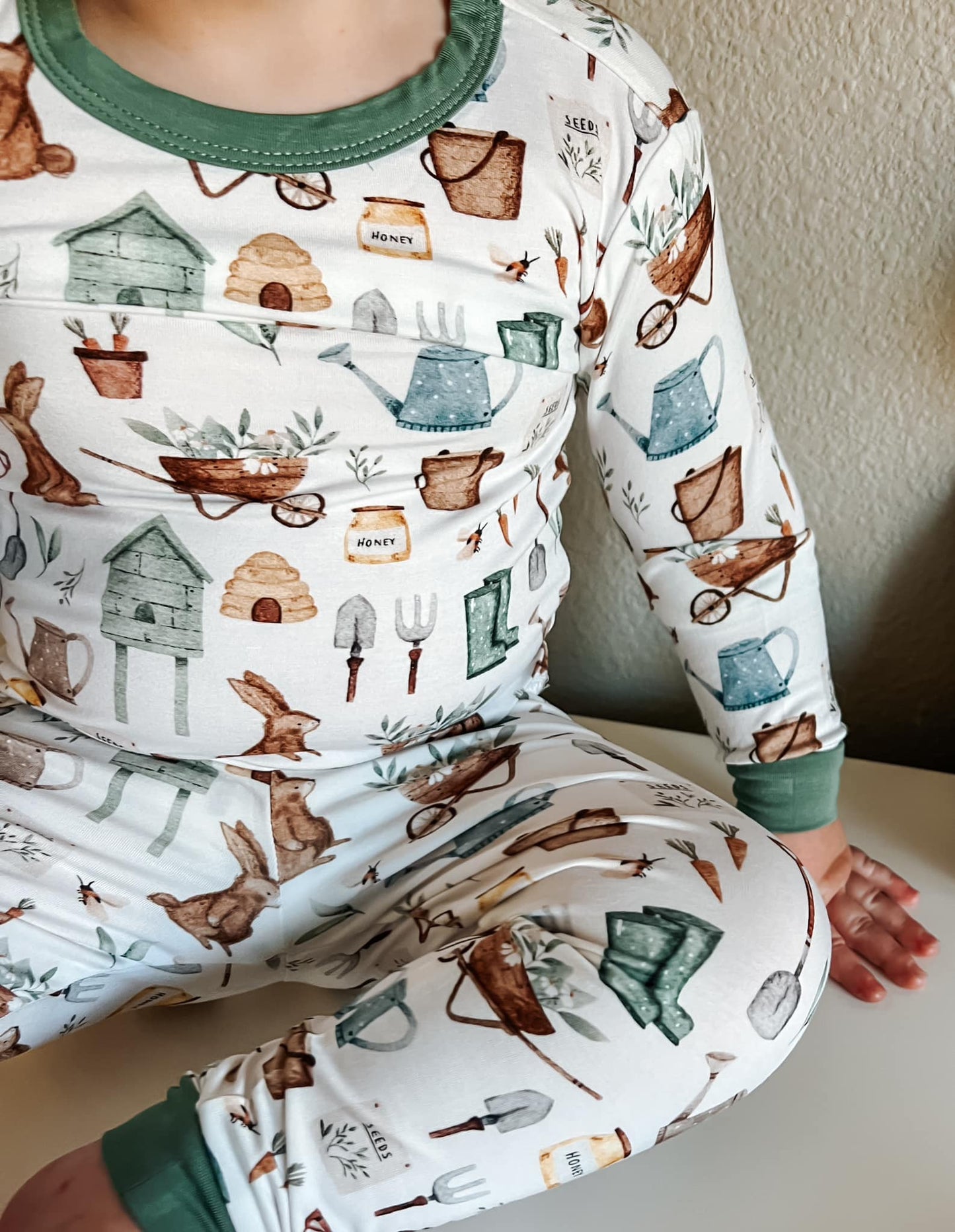 Cottontail Garden 2pc Bamboo Pajamas by Little Joy Co., product view 2