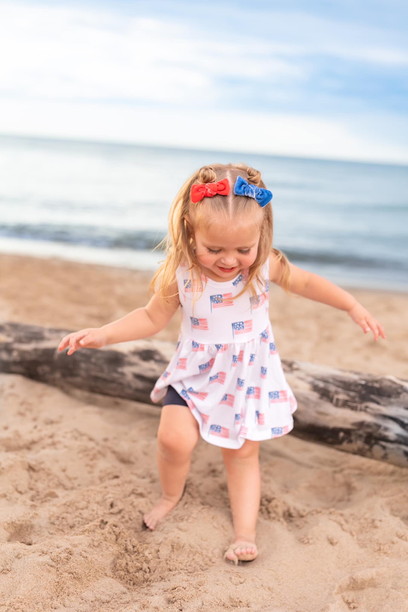 Flag Print Bamboo Peplum Top & Bike Shorts by Little Joy Co., product view 8