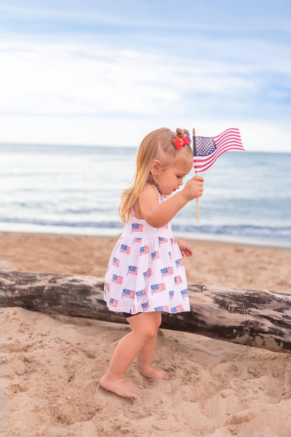Flag Print Bamboo Peplum Top & Bike Shorts by Little Joy Co., product view 7