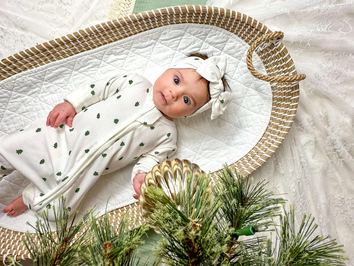 Tiny Trees Ribbed Bamboo Zippy Pajamas by Little Joy Co., product view 4