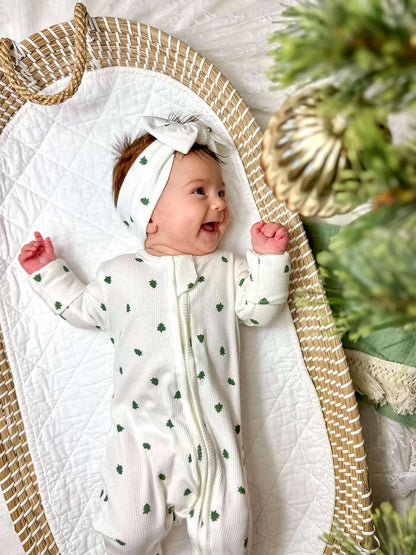 Tiny Trees Ribbed Bamboo Zippy Pajamas by Little Joy Co., product view 3
