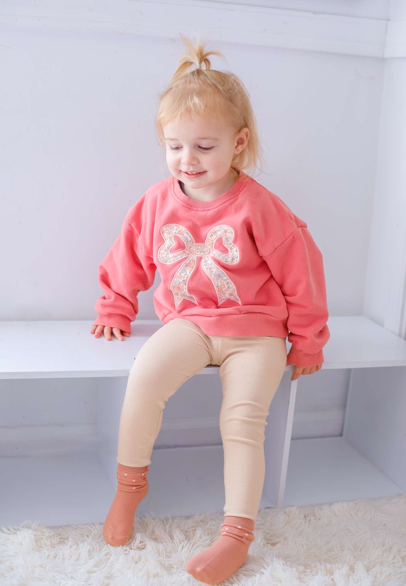 Applique Floral Bow Crewneck Sweatshirt by Little Joy Co., product view 4
