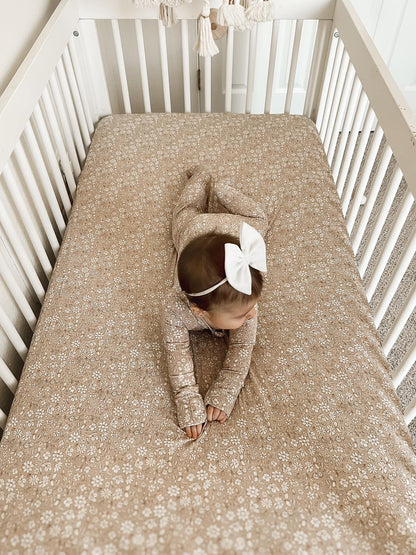 Dainty Ditsy Bamboo Crib Sheet by Little Joy Co., product view 16