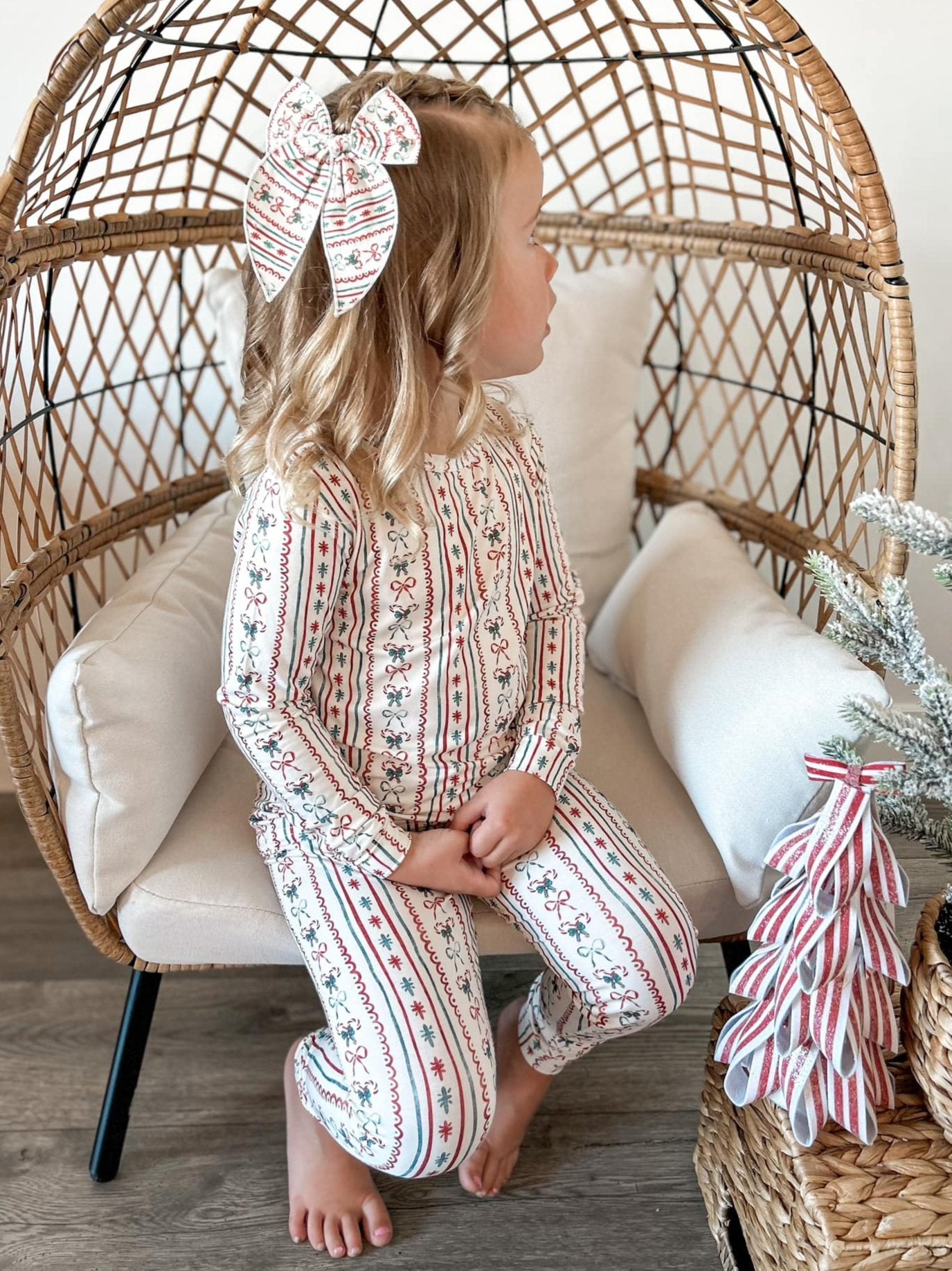 Candy Cane Lane Bamboo Christmas Pajamas - 2pc Set by Little Joy Co., product view 3