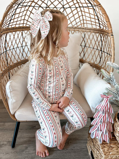 Candy Cane Lane Bamboo Christmas Pajamas - 2pc Set by Little Joy Co., product view 3