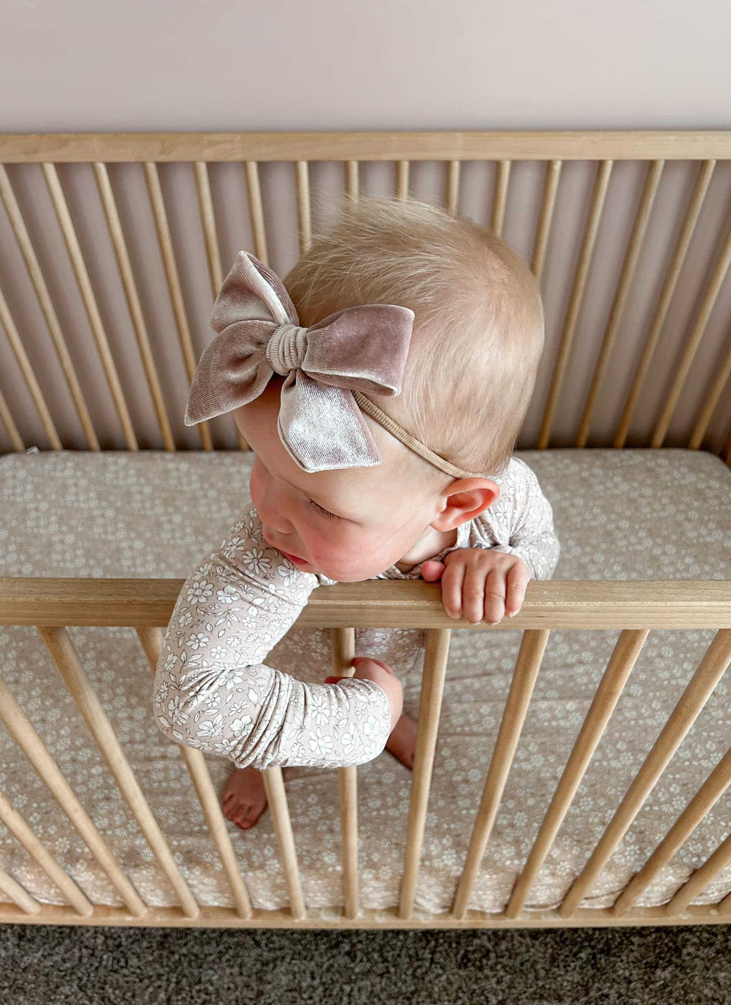 Dainty Ditsy Bamboo Crib Sheet by Little Joy Co., product view 3