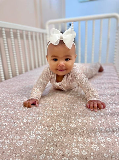 Dainty Ditsy Bamboo Crib Sheet by Little Joy Co., product view 20