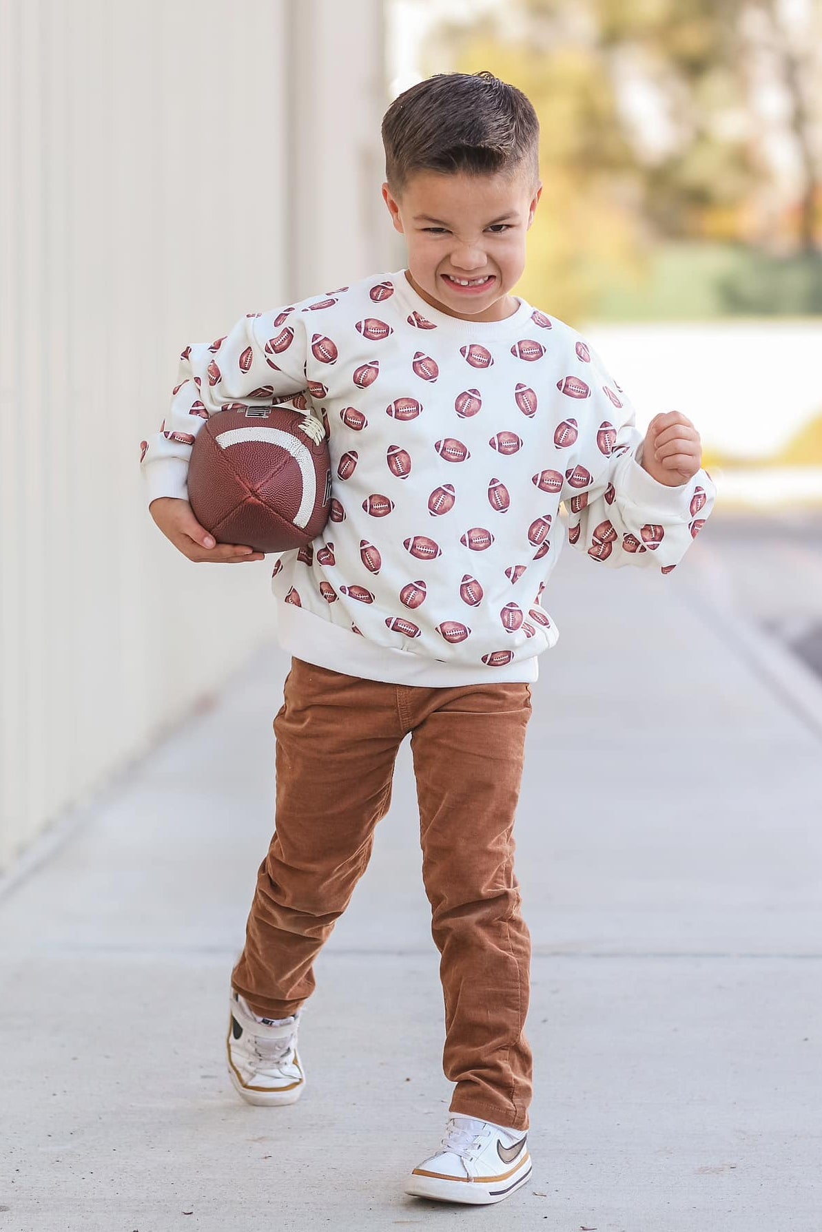 Football Print Crewneck Sweatshirt by Little Joy Co.