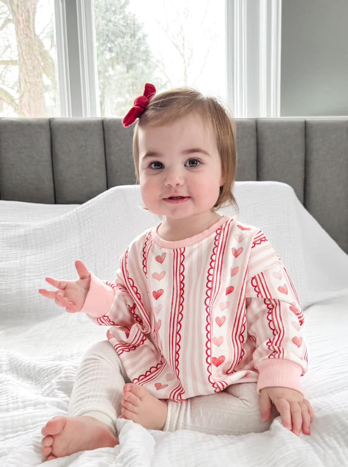 Laced with Love Sweatshirt Romper by Little Joy Co.