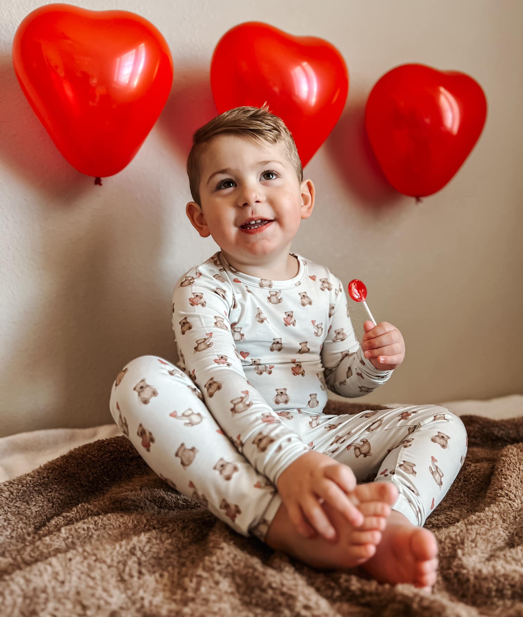 Valentines Teddy Bear 2pc Bamboo Pajamas by Little Joy Co., product view 2